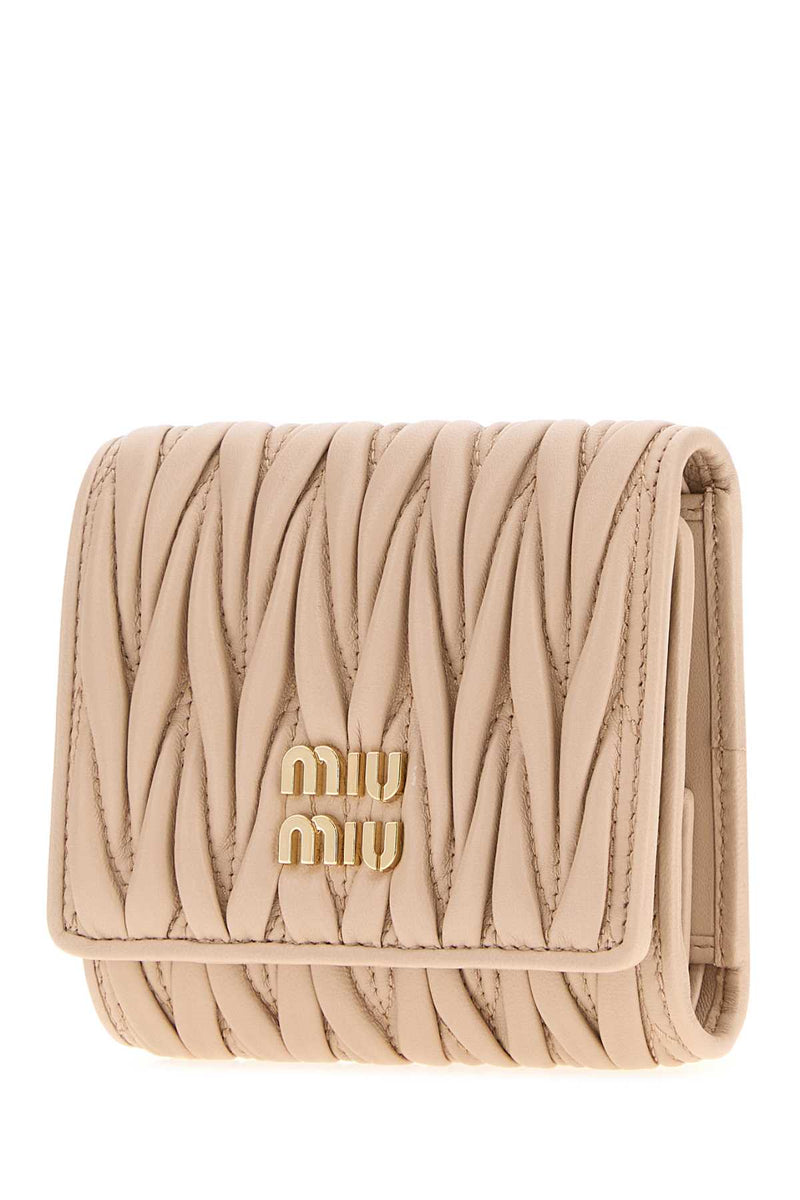 Miu Miu Matelassé Leather Wallet — Pink