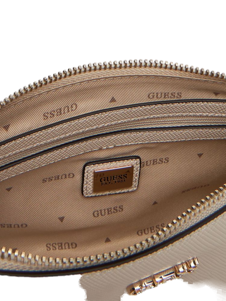 Guess Dual-Pouch Crossbody Bag — Beige Polyurethane