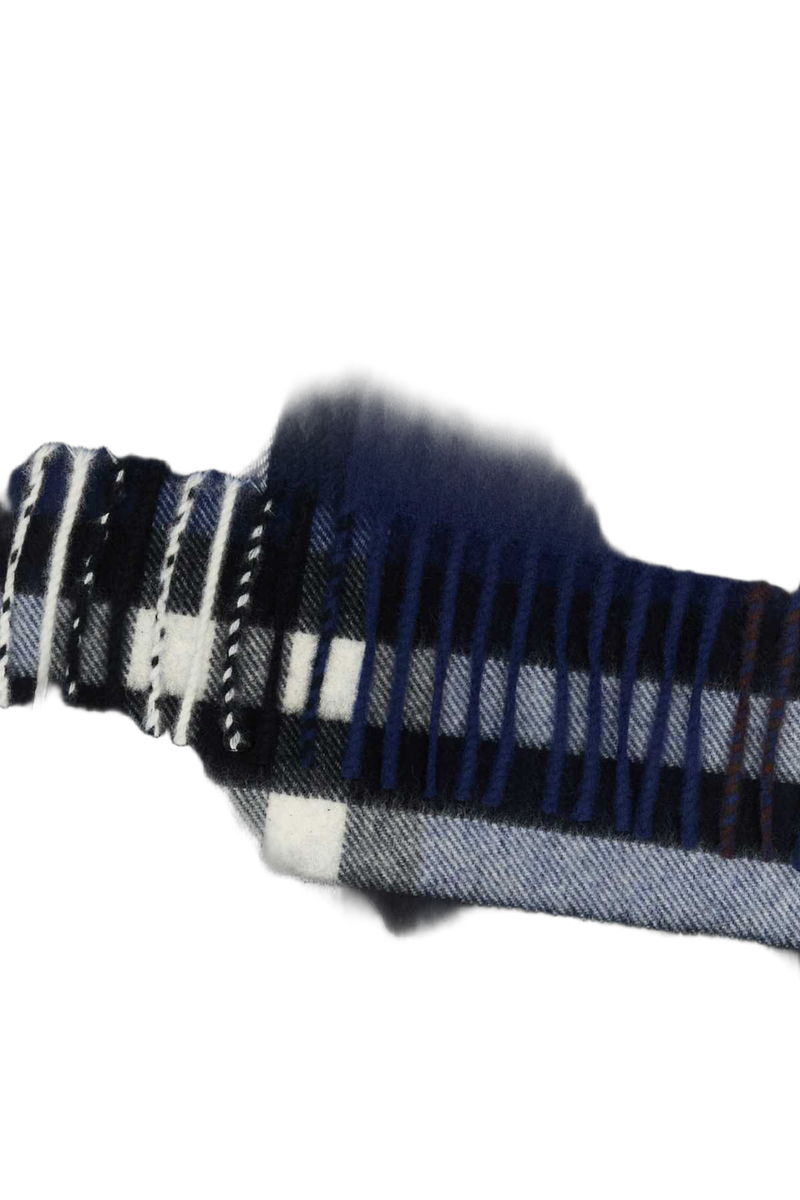 Burberry Striped Cashmere Scarf — Navy Exterior: Scarfs