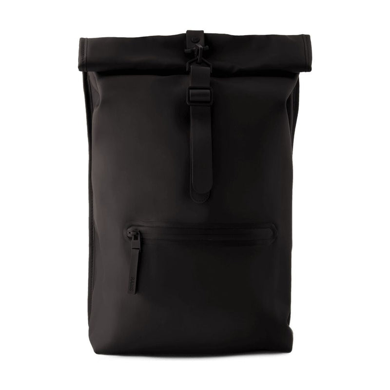 Rains Roll-Top Rucksack Backpack — Black Synthetic