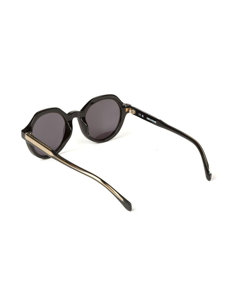 Zadig & Voltaire Szv453 Round Acetate Sunglasses — Black