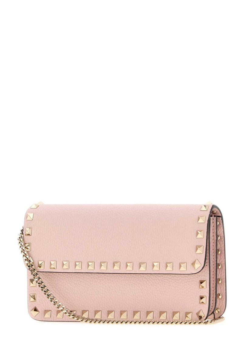Valentino Garavani Stud-Embellished Leather Clutch Wallet — Pink