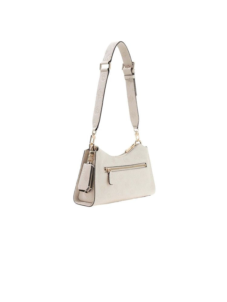 Guess Logo Polyurethane Shoulder Bag — White