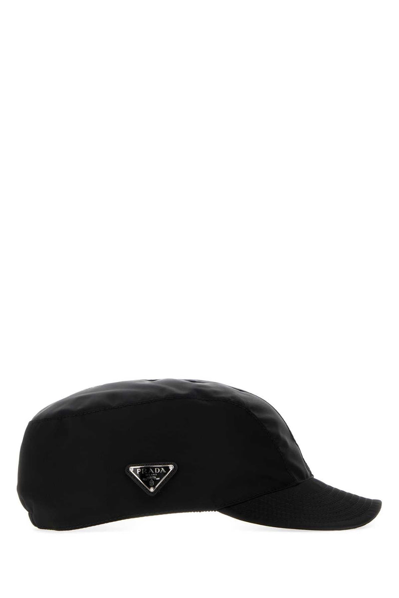 Prada Hat Recycled Nylon Baseball Cap — Black Caps