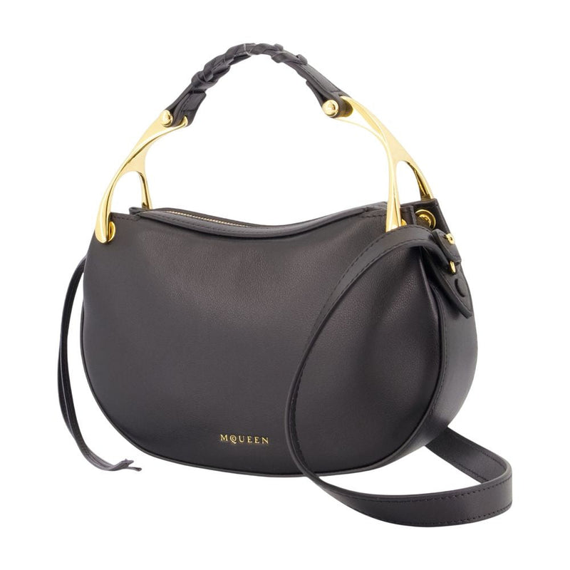Alexander Mcqueen Wishbone Mini Crossbody Bag — Black Calfskin
