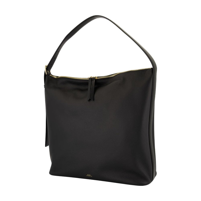 A.p.c. Vera Maxi Shoulder Bag — Black Cowhide
