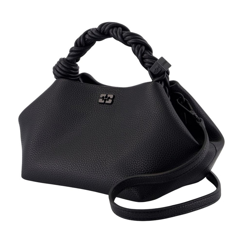 Ganni Grained Leather Shoulder Bag — Black Synthetic