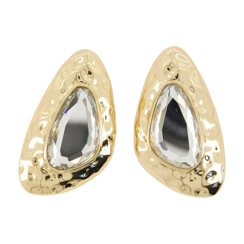 Self-Portrait Hammered Crystal Earrings — Gold