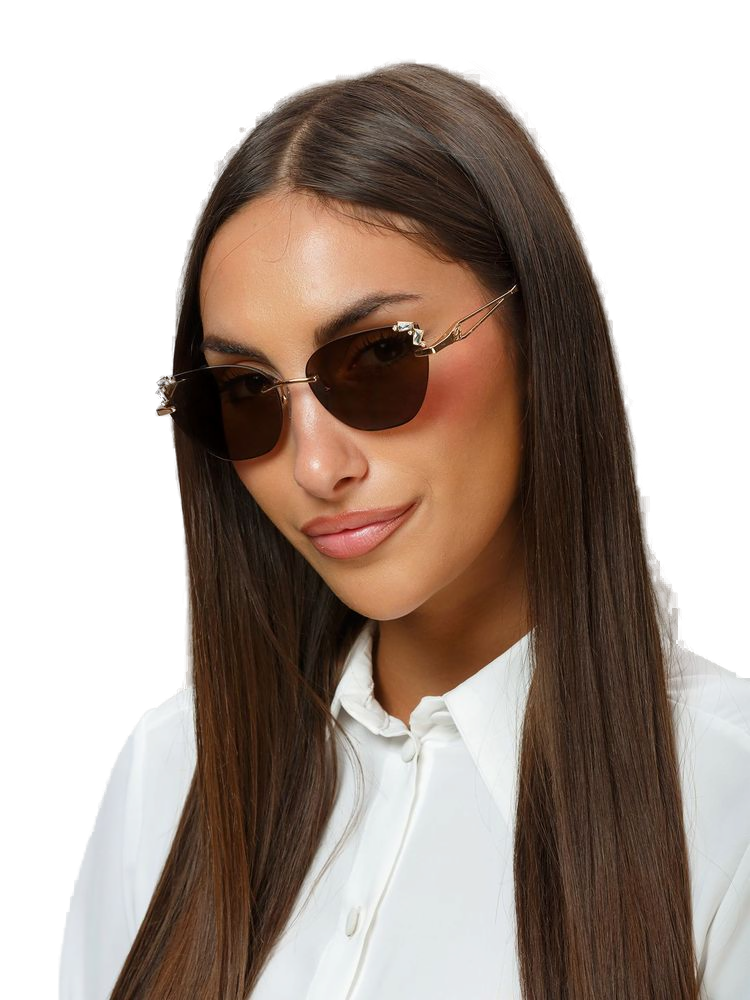 Blumarine Sbm230s Metal Cat-Eye Sunglasses — Gold
