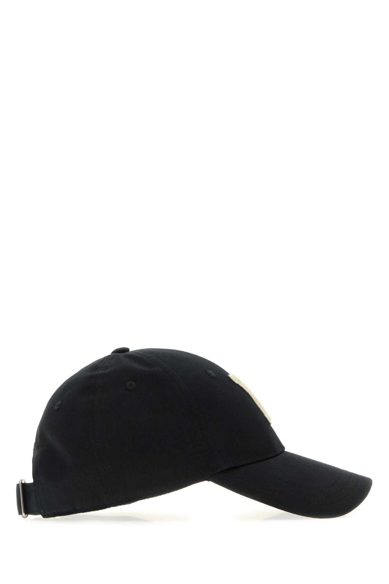 Saint Laurent Cotton Logo-Embroidered Baseball Cap — Black Exterior: Caps