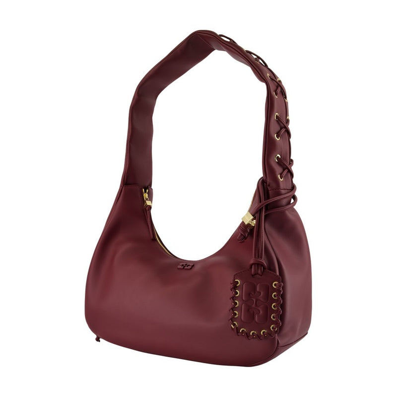 Ganni Shoulder Bag — Burgundy Leather