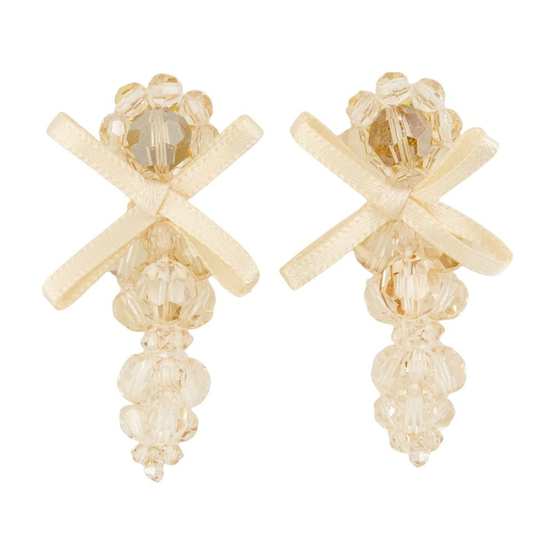 Simone Rocha Bow-Tie Crystal Earrings — Yellow Others