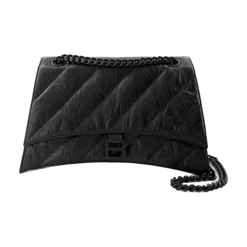 Balenciaga Crush Chain Shoulder Bag — Black Calfskin