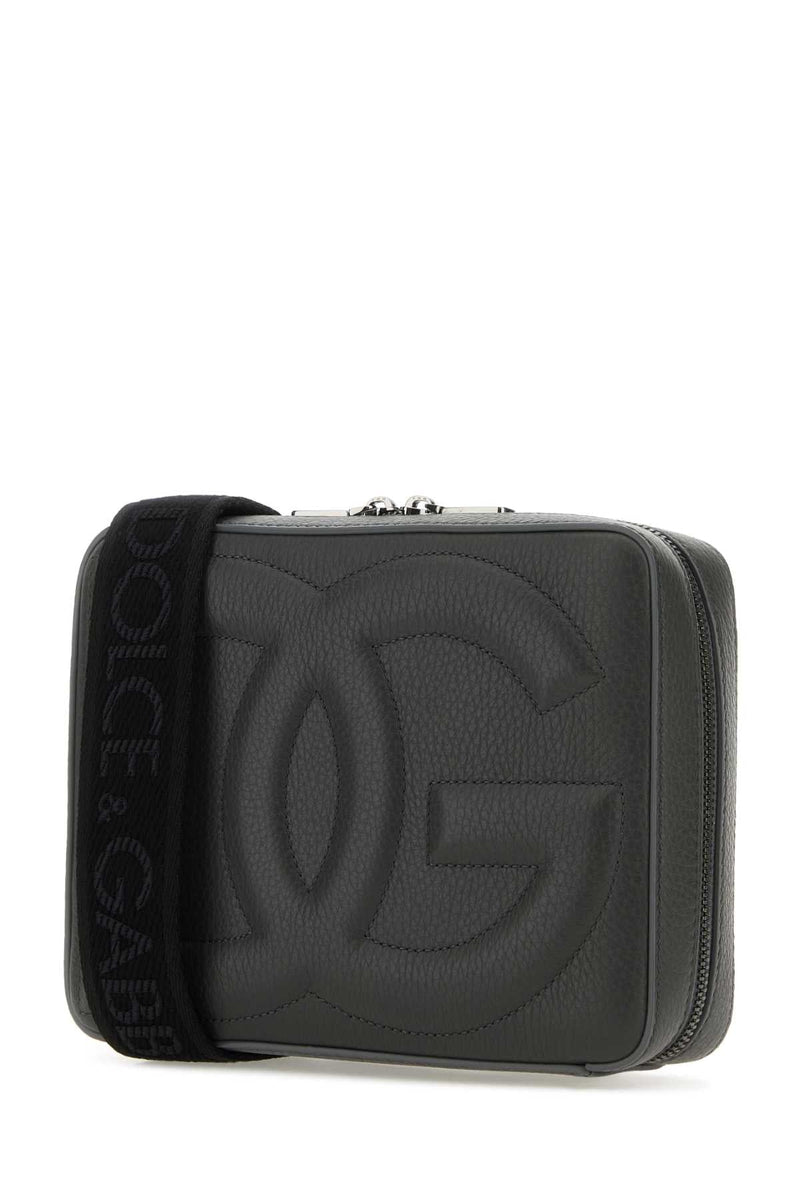 Dolce & Gabbana Quilted Deer Leather Shoulder Bag — Gray