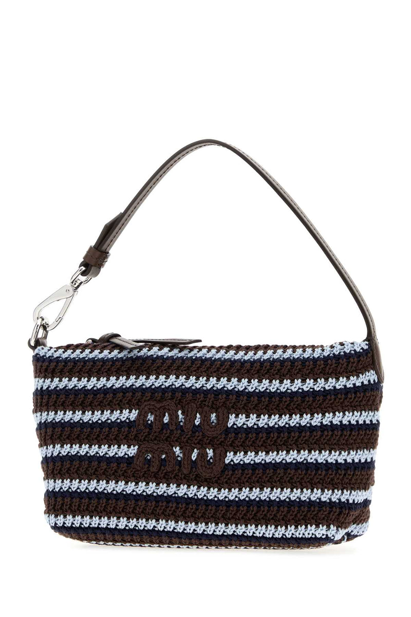 Miu Miu Embroidered Crochet Shoulder Bag — Brown