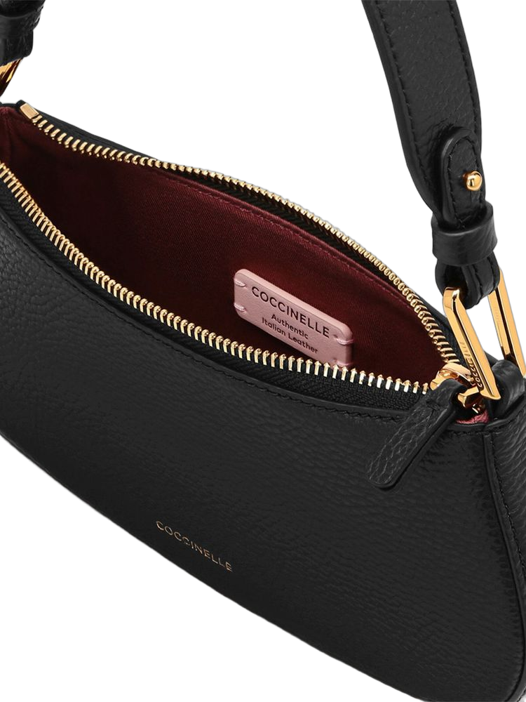 Coccinelle Merveille Mini Shoulder Bag — Black Cow Leather