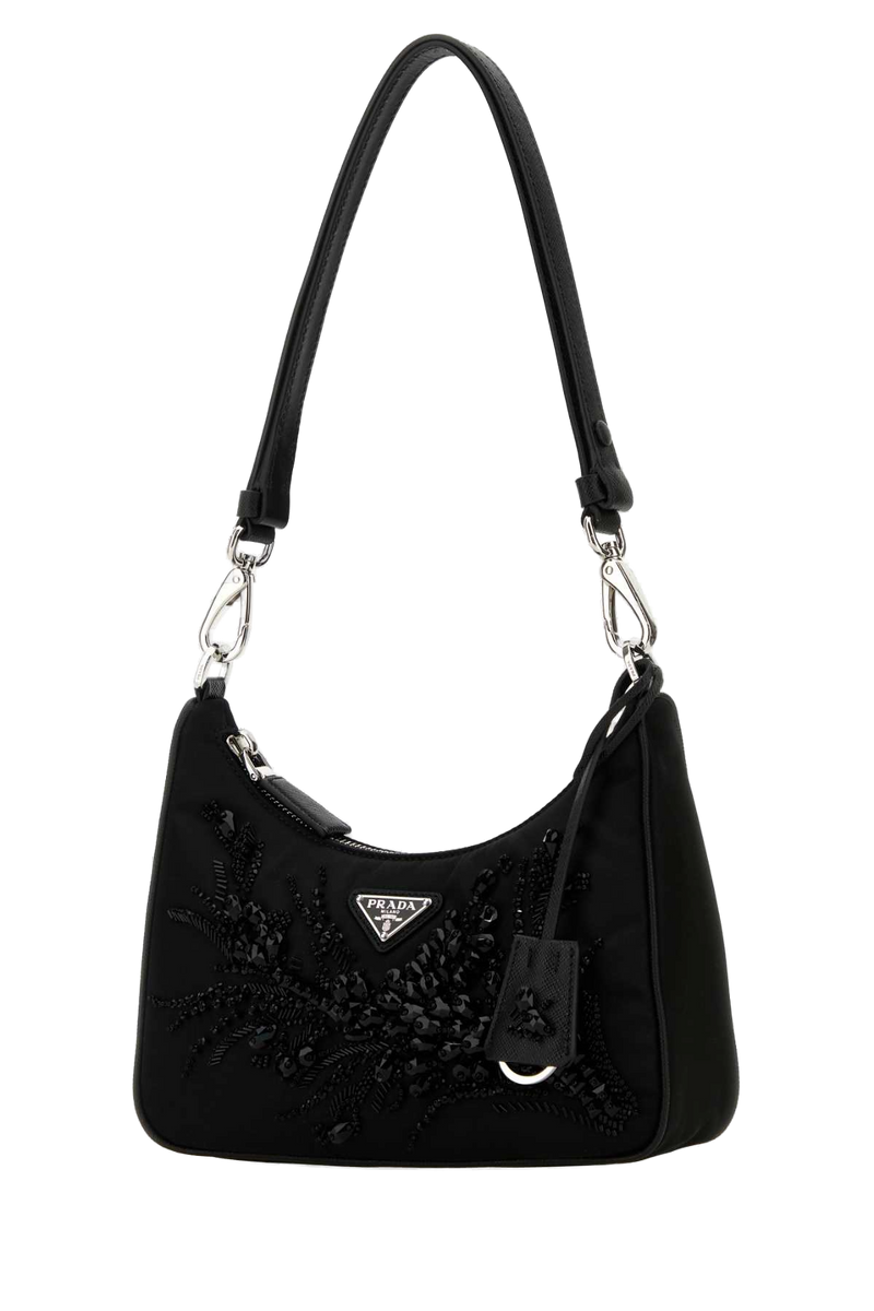 Prada Re-Edition Shoulder Bag — Black Poliammide Riciclata-vitello