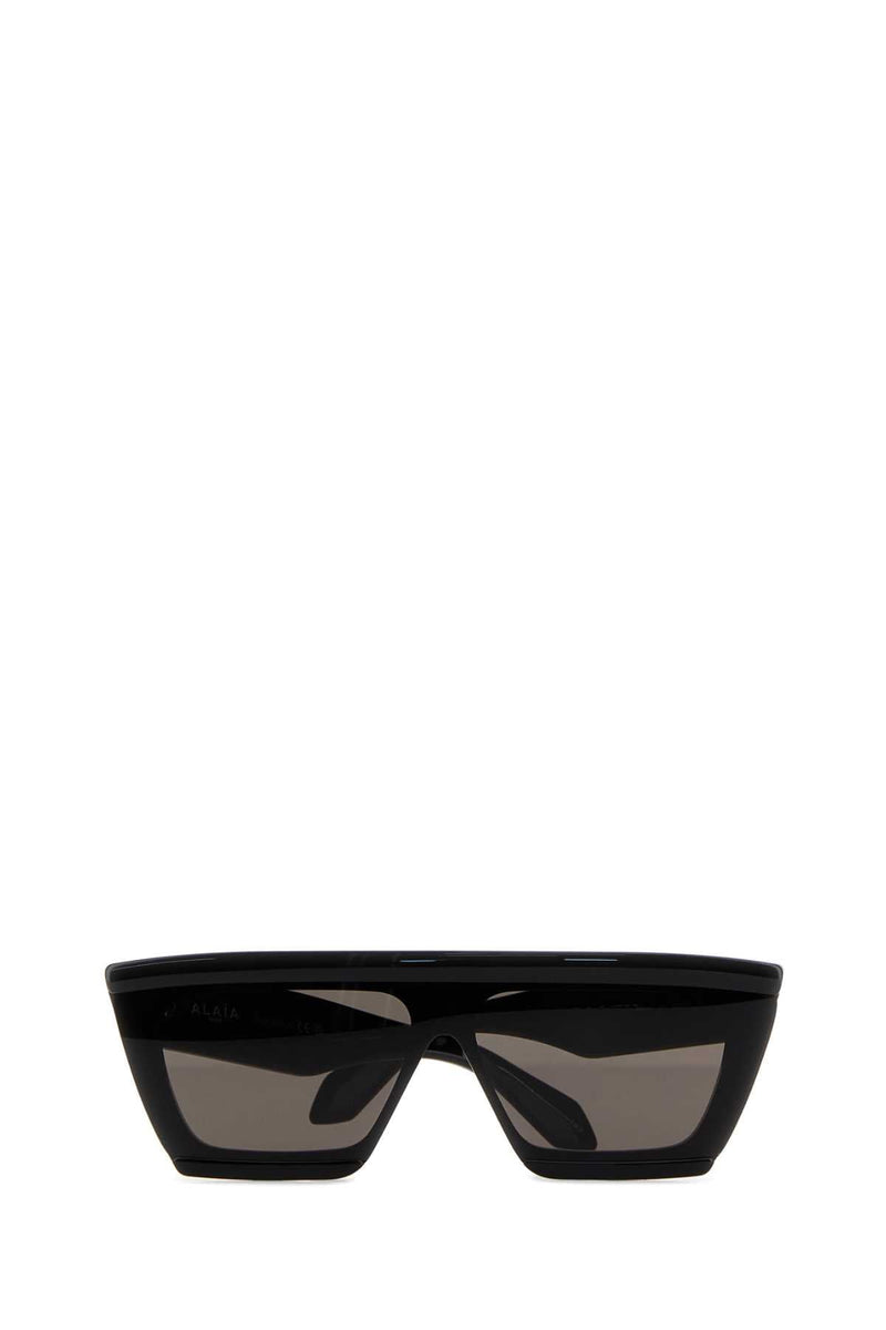 Alaia Sunglass Acetate Shield Sunglasses — Black Exterior