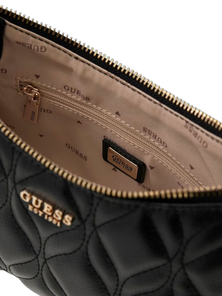 Guess Quilted Polyurethane Shoulder Bag — Black