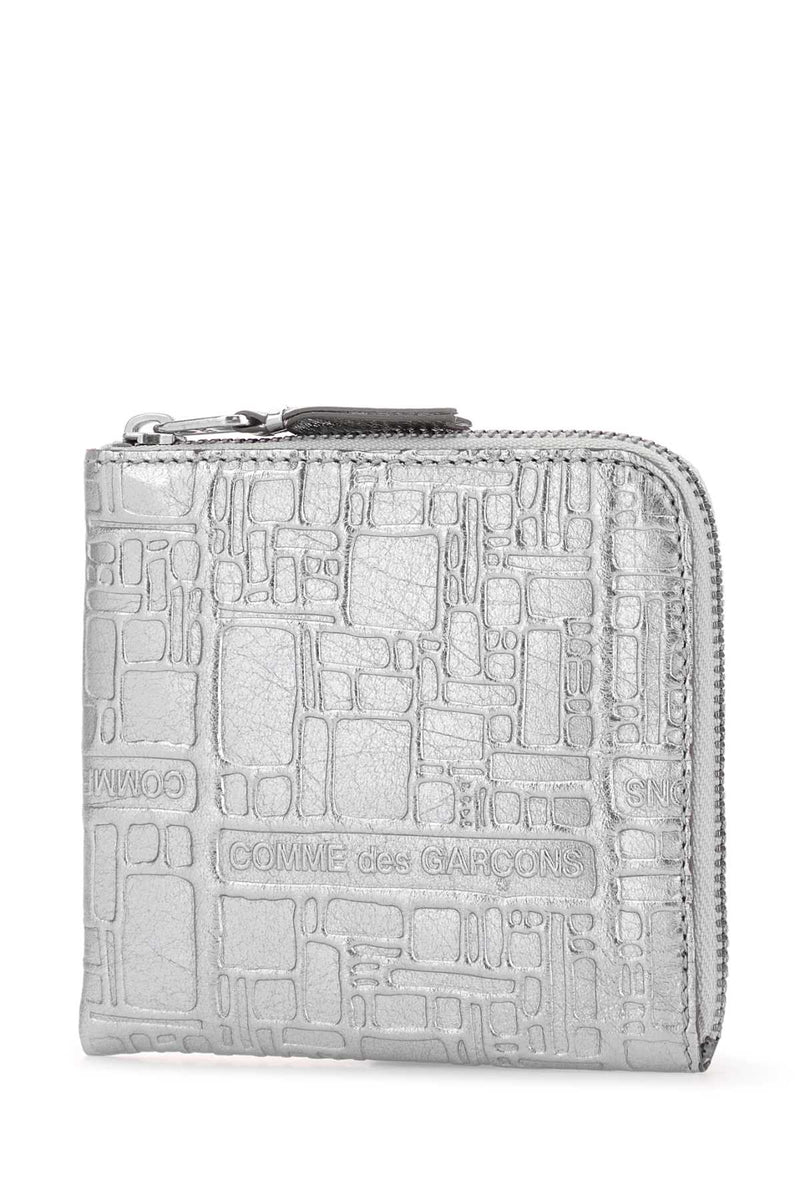Comme Des Garçons Logotype Card Holder — Silver Wallet