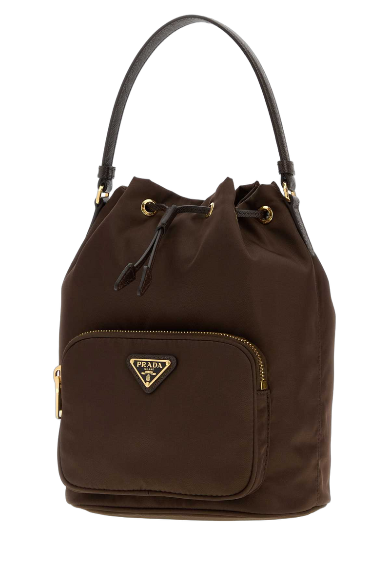 Prada Duet Bucket Bag — Brown
