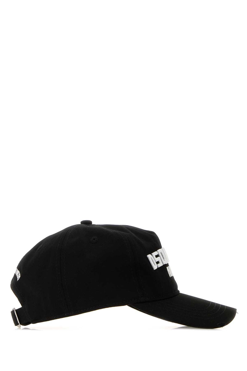 Dsquared2 Bcm093205c00001 Logo-Embroidered Cotton Baseball Cap — Black Exterior: Caps