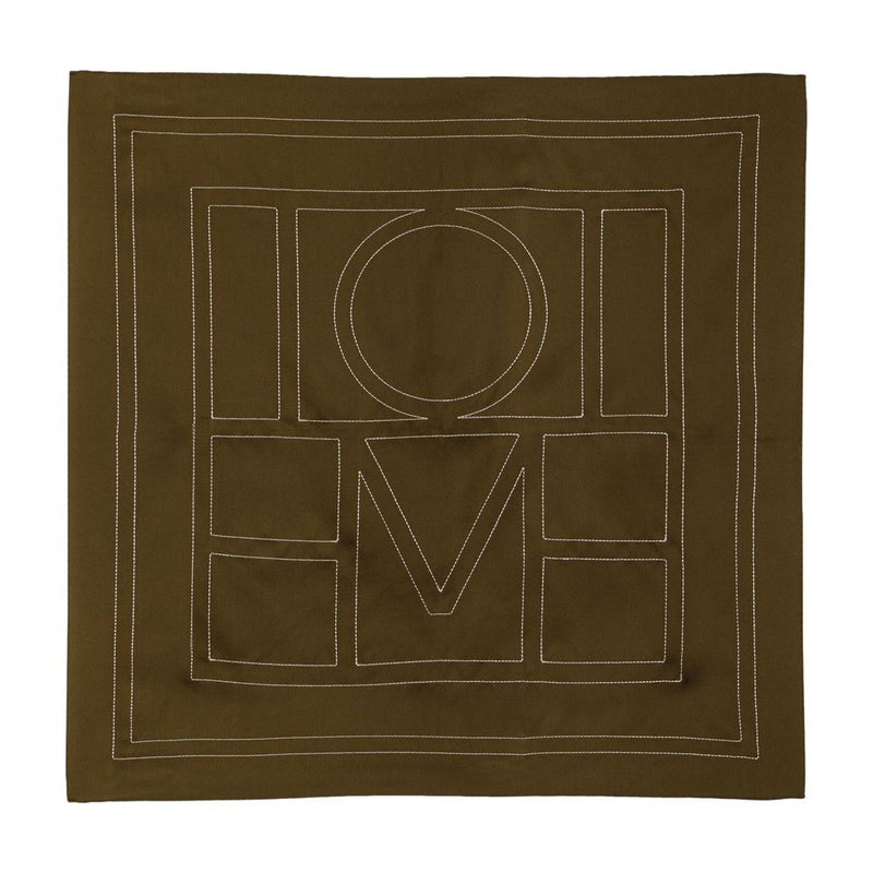 Toteme Embroidered Monogram Silk Scarf — Brown Scarfs