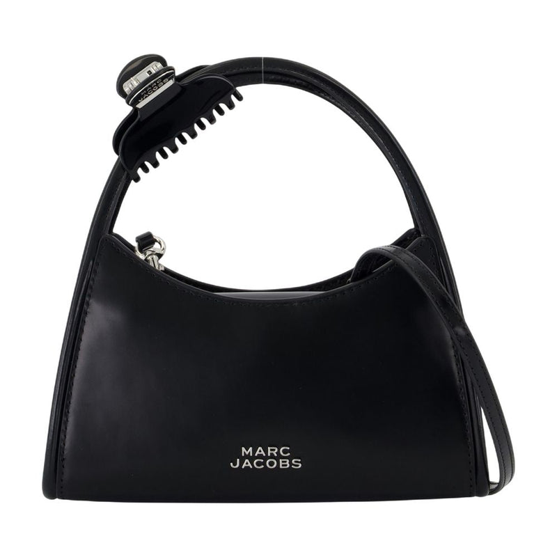 Marc Jacobs Claw-Clip Handle Leather Crossbody Bag — Black Cowhide