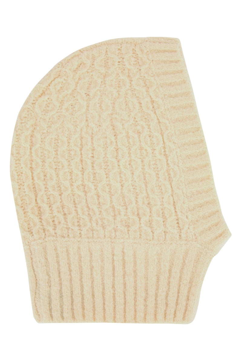Moncler Jr Balaclava Cable-Knit Wool — Beige Winter Hats