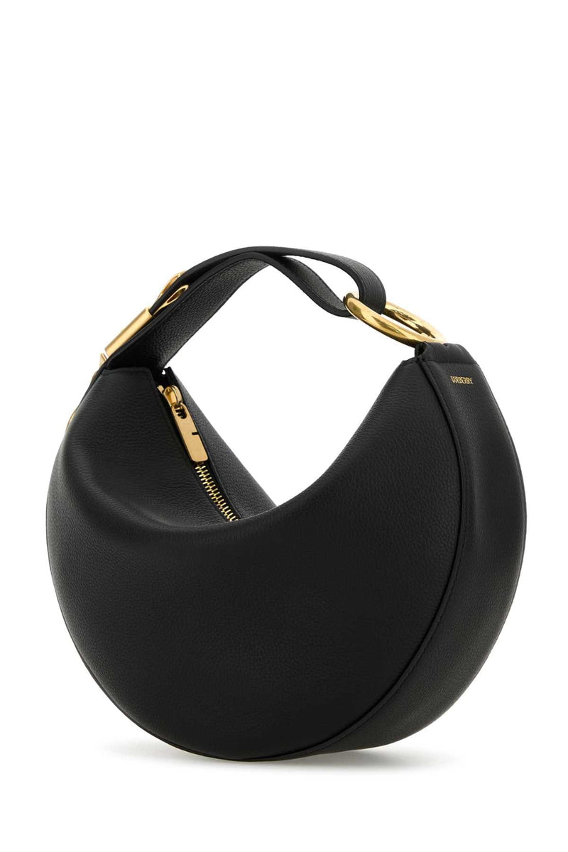 Burberry Crescent Leather Shoulder Bag — Black
