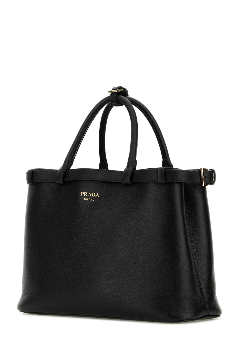 Prada Leather Top Handle Bag — Black