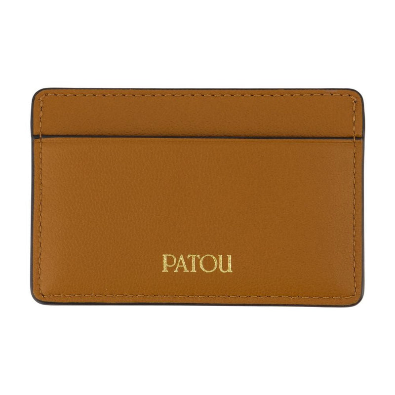 Patou Colorblock Calfskin Card Case — Brown Cases