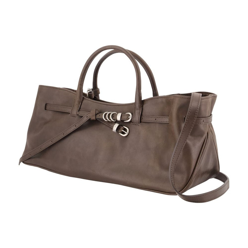 Marge Sherwood Leather With Hardware Bow Shoulder Bag — Brown Cowhide