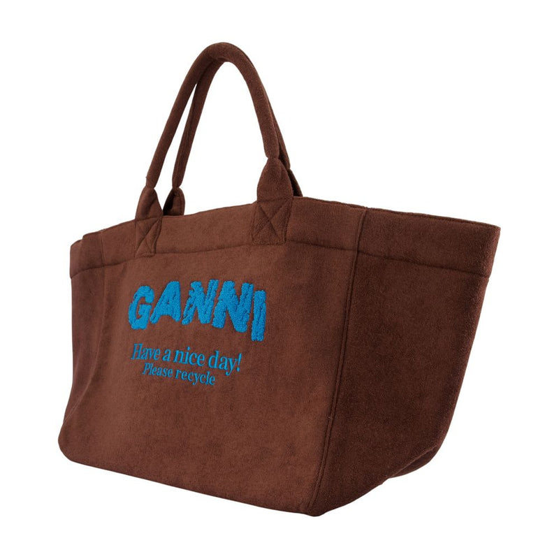 Ganni Xxl Tote Bag — Brown Cotton