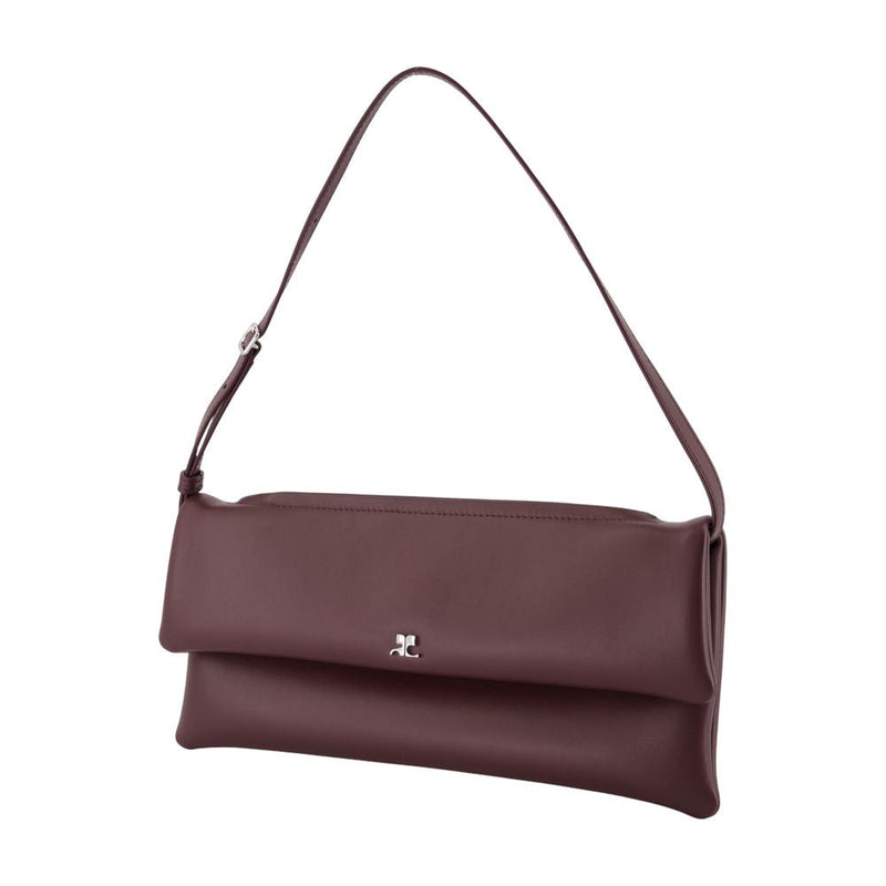 Courreges Leather Fold-Over Clutch — Burgundy Wallet