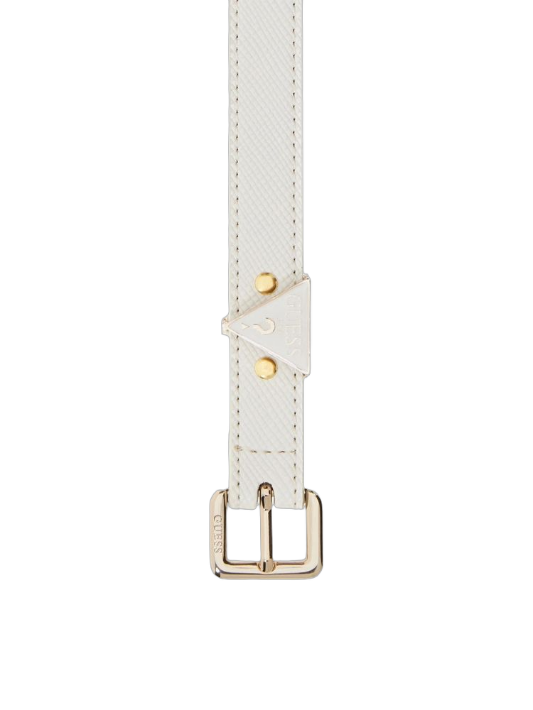 Guess Textured Polyester Belt — White