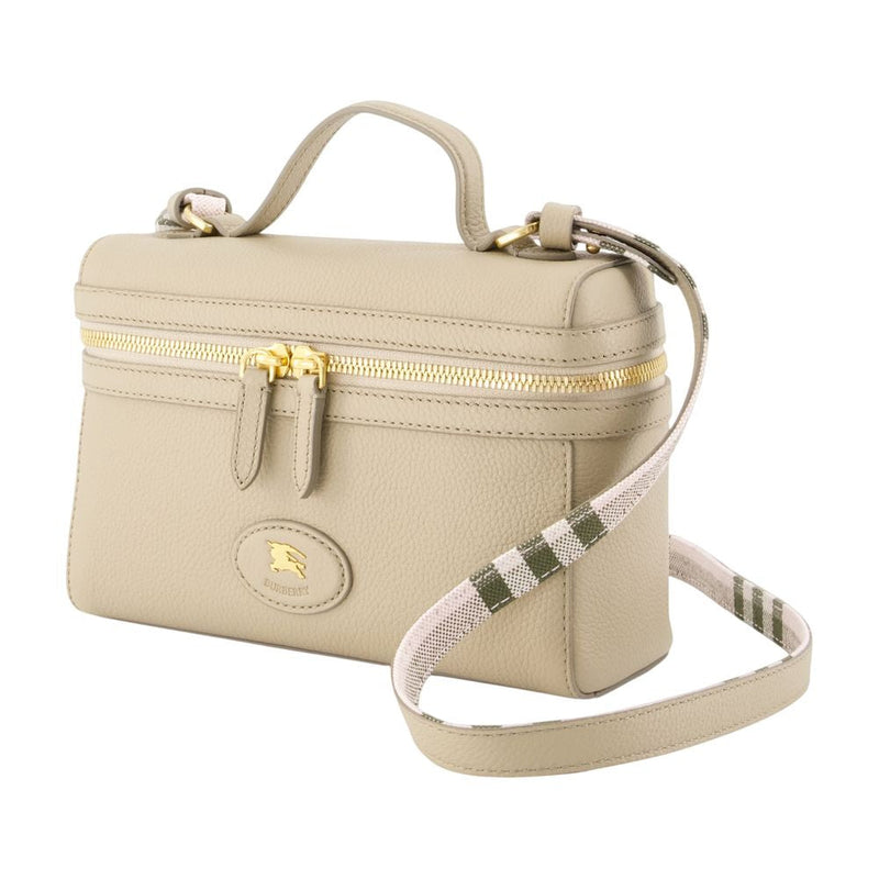 Burberry Grained Calfskin Vanity Case — Beige Top Handle Bags
