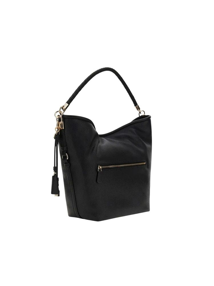 Guess Structured Polyurethane Hobo Bag — Black