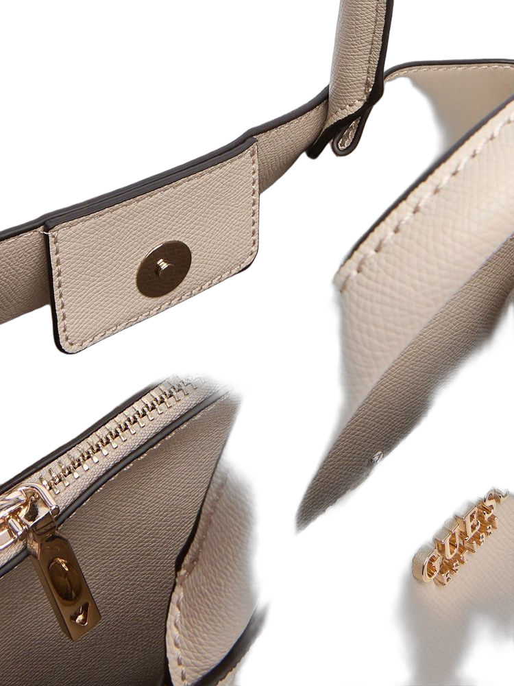 Guess Structured Polyurethane Tote Bag — Beige