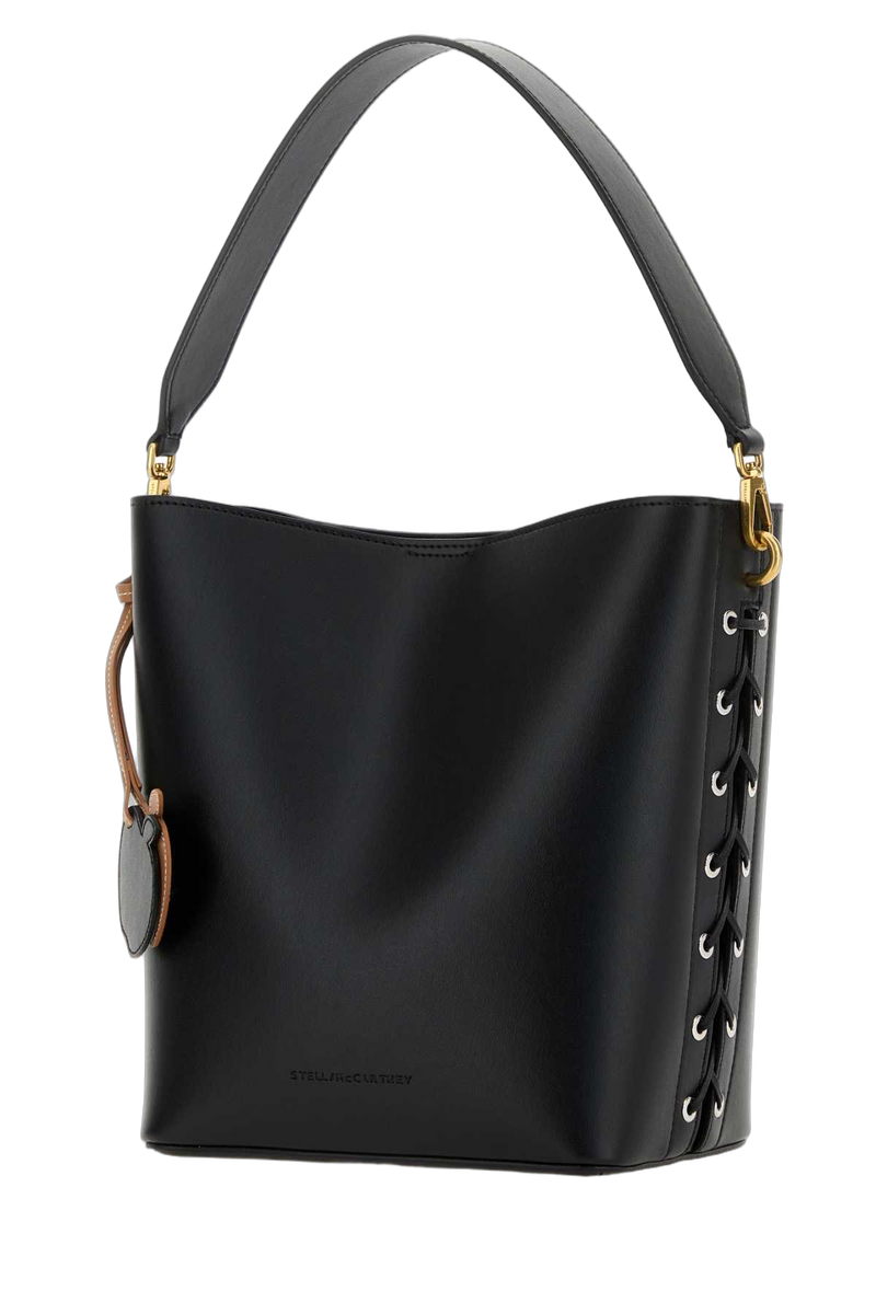 Stella Mccartney Structured Canvas & Nylon Shoulder Bag — Black