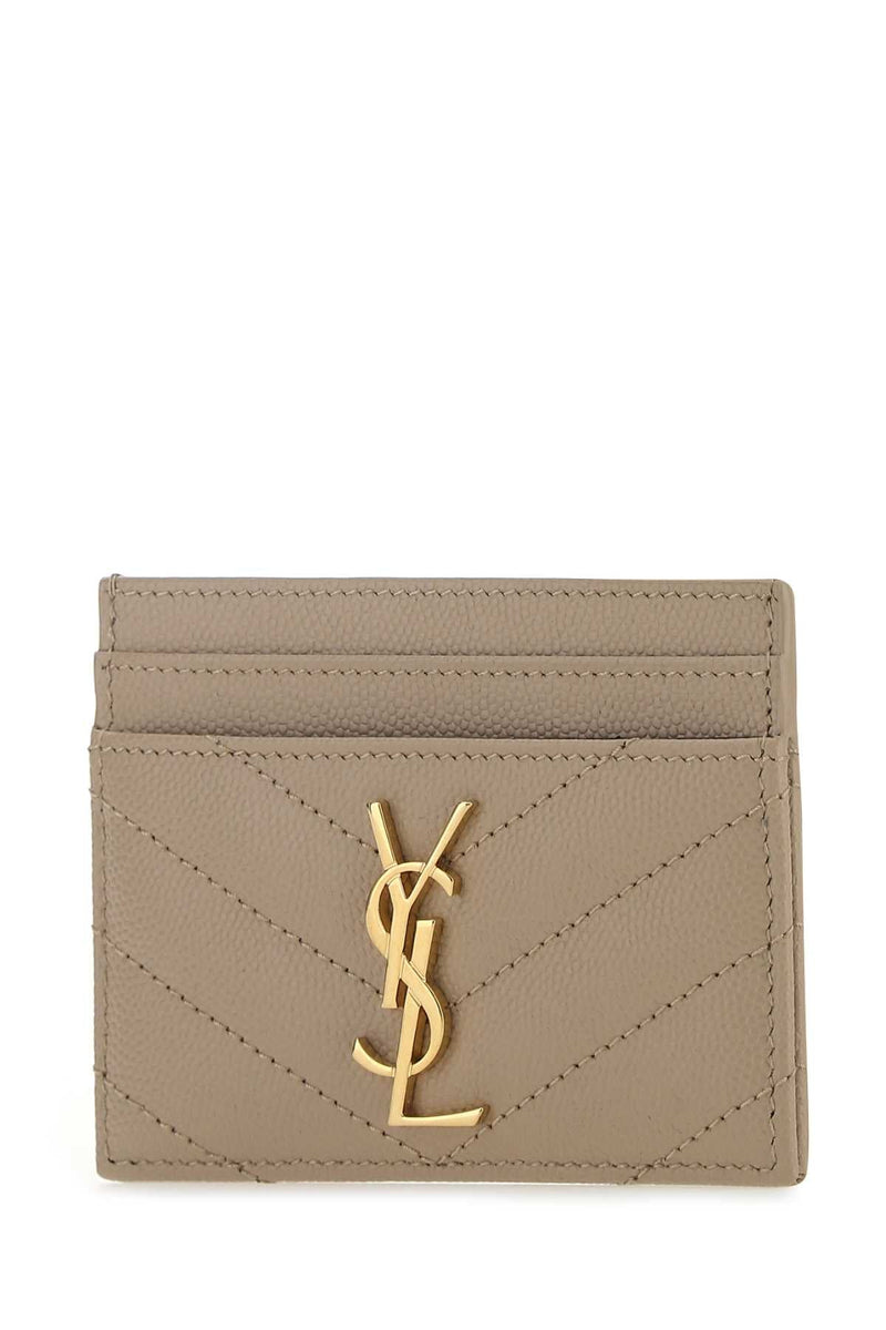 Saint Laurent Tessere Card Case — Beige Wallet