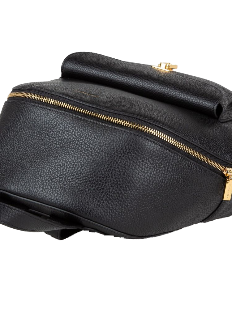 Coccinelle Grained Leather Backpack — Black Genuine