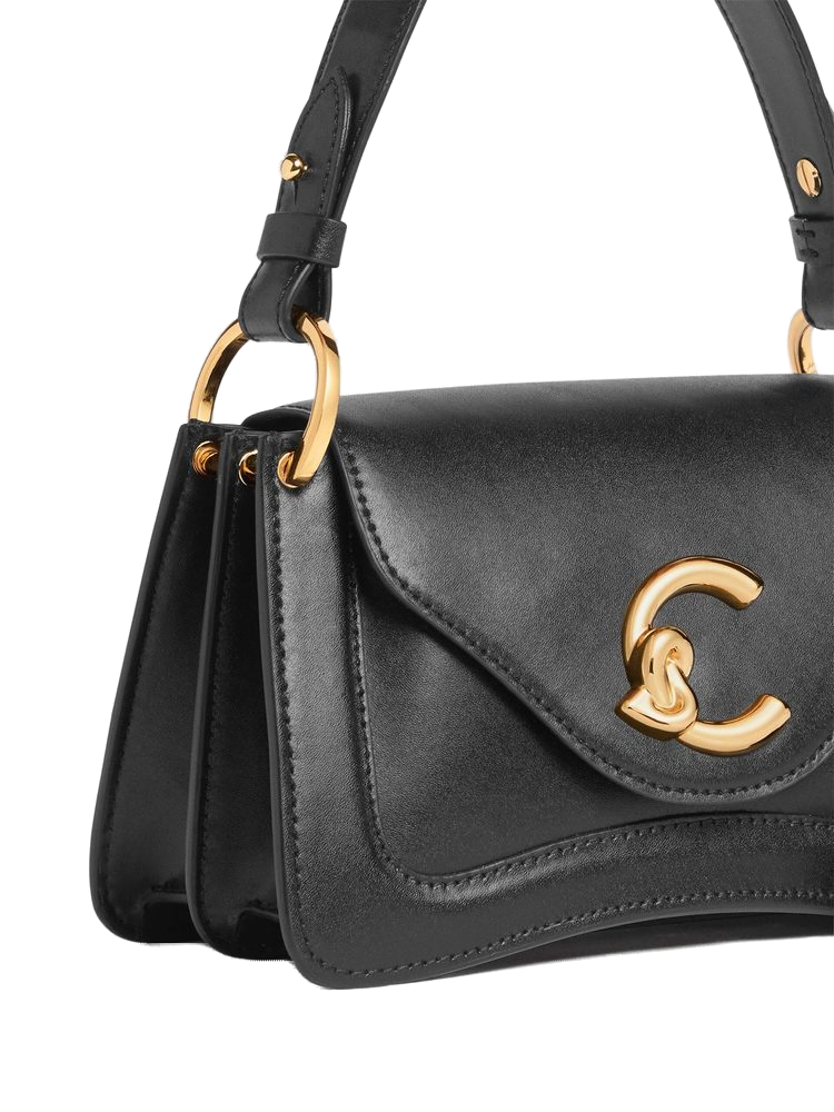Coccinelle C-Me Top Handle Bag — Black Calf Split
