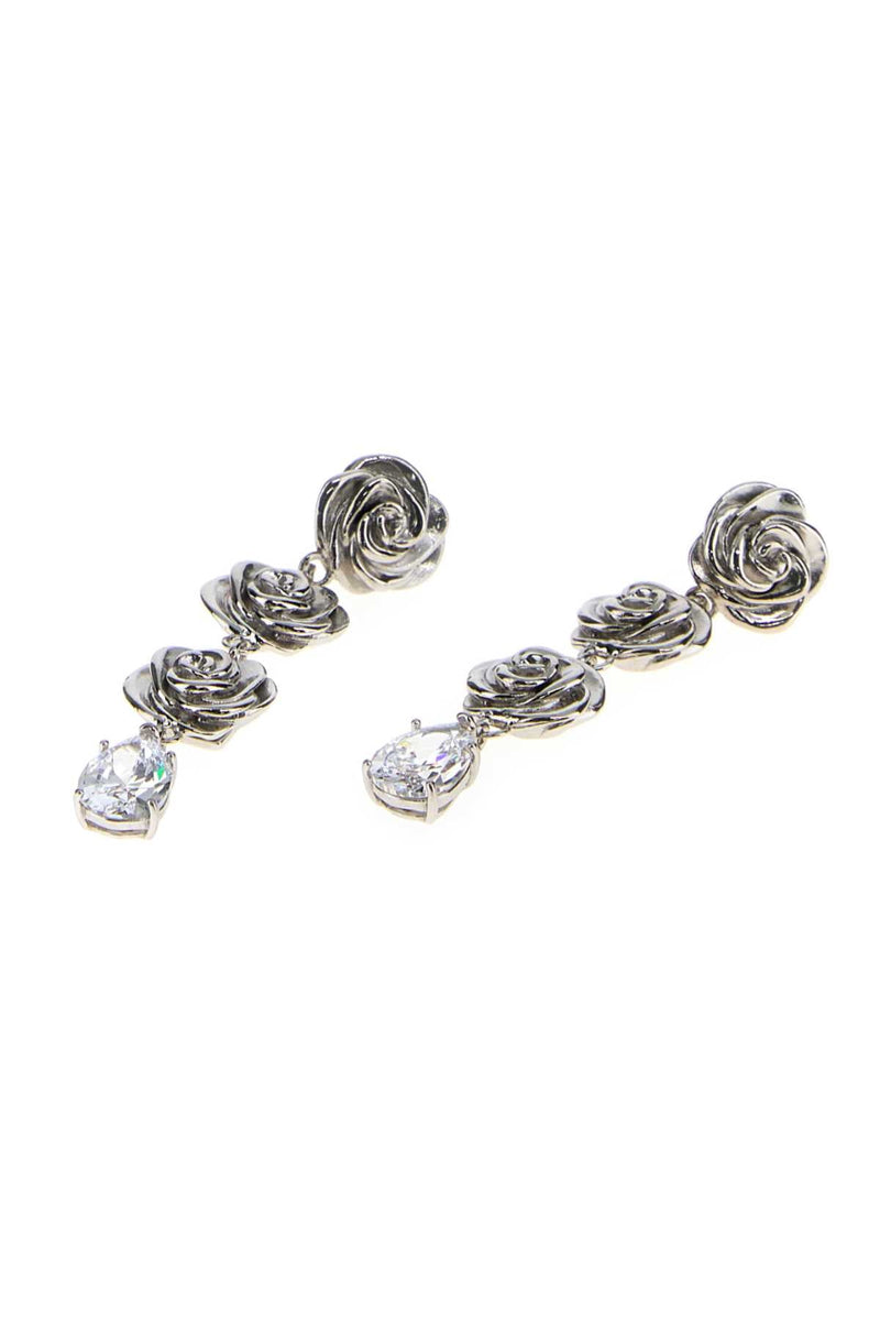 Magda Butrym Silver Rose Drop Earrings —