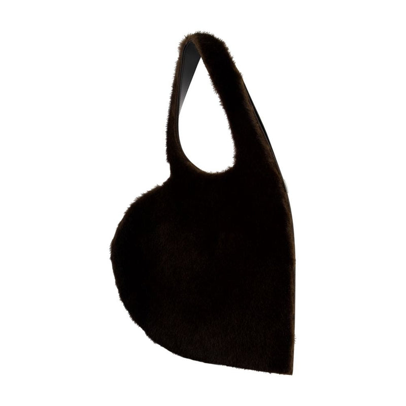 Coperni Faux Fur Heart Shoulder Bag — Black Synthetic