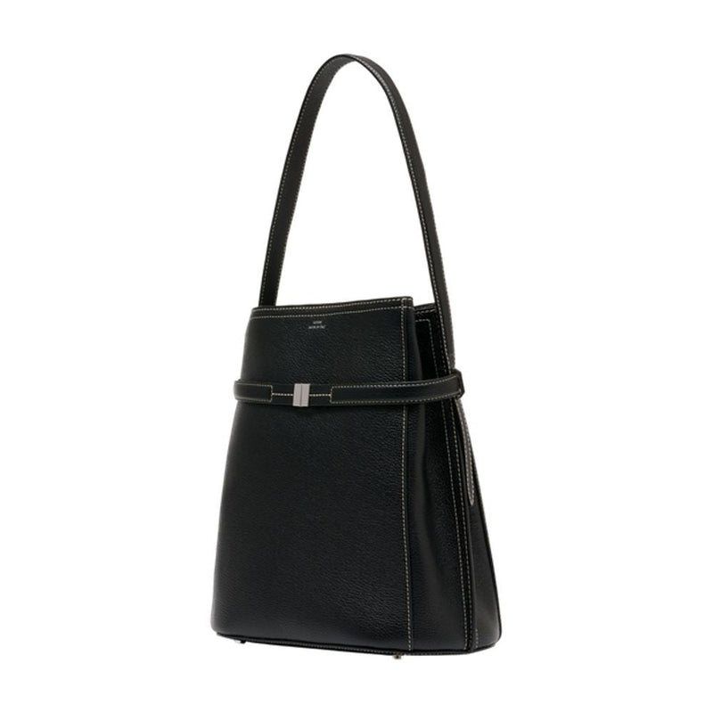 Toteme Belted Calfskin Bucket Bag — Black