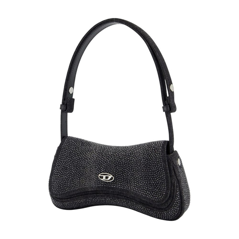 Diesel Textured Cotton Shoulder Bag — Black