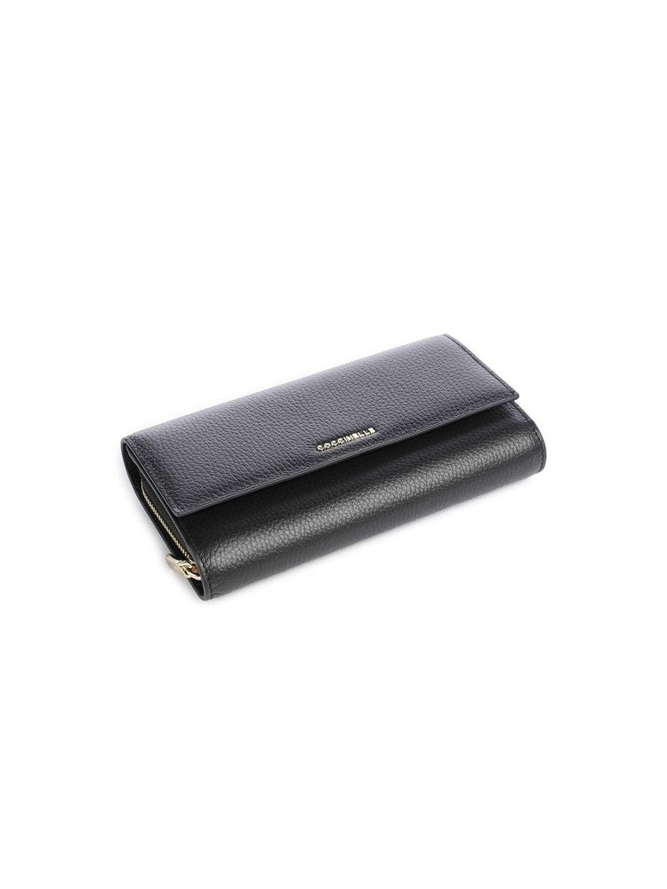 Coccinelle Grained Cowhide Wallet — Black