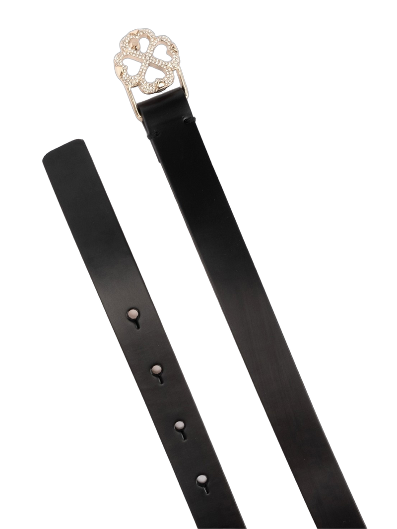 Kate Spade Flower Logo Buckle Leather Belt — Black
