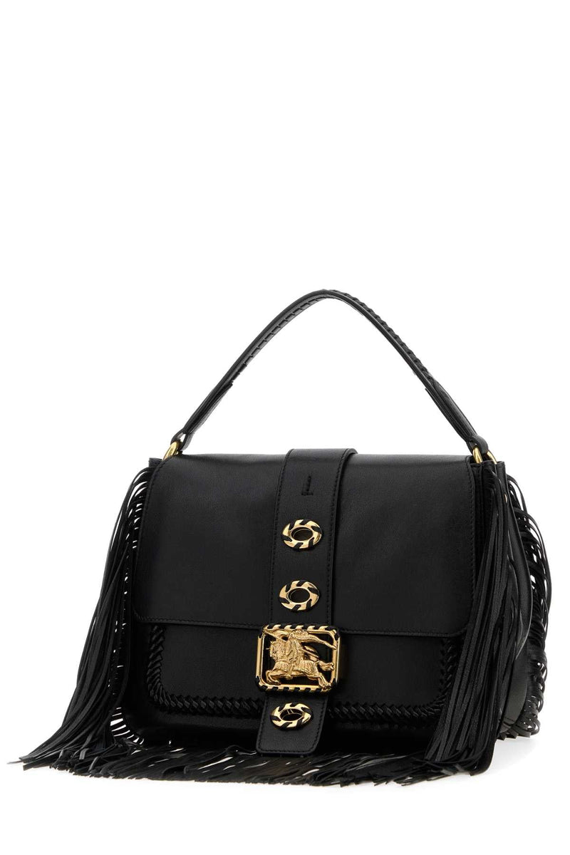 Burberry Fringed Leather Shoulder Bag — Black